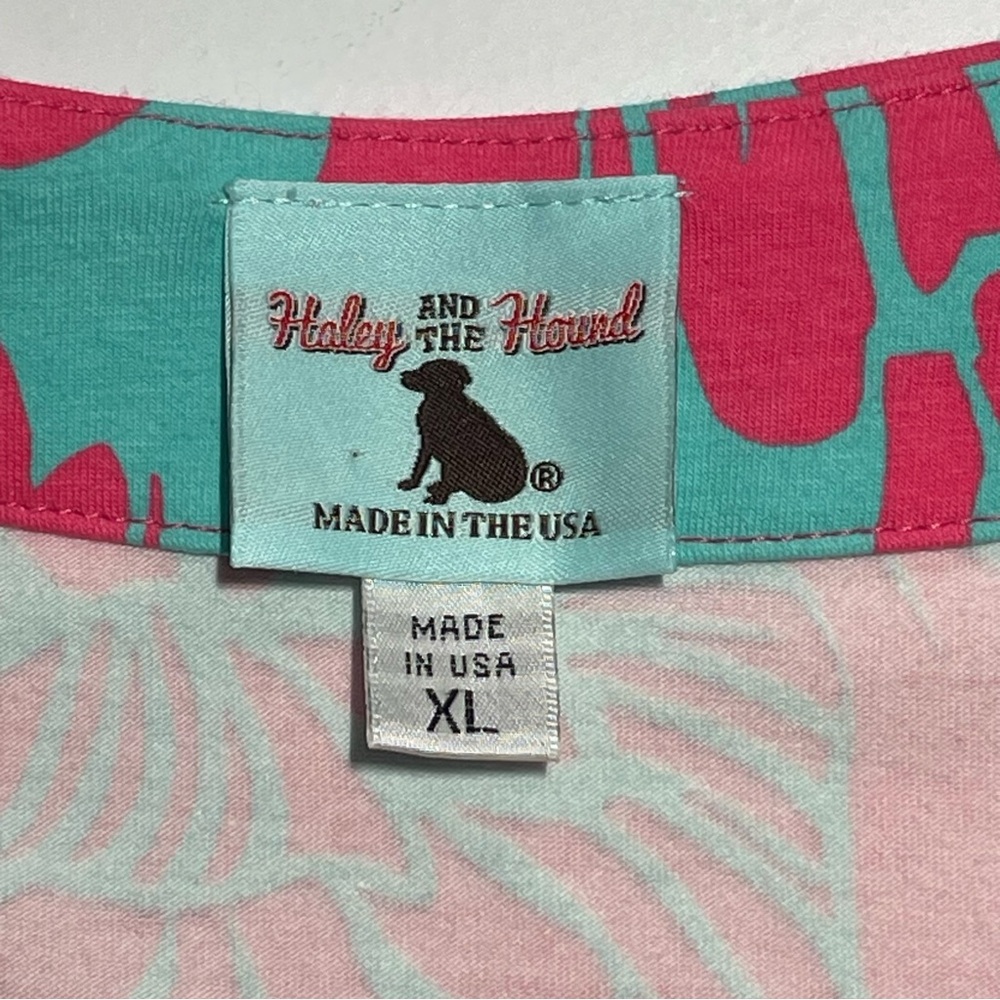 NWOT Haley & the Hound Pink Floral Blue Print Long Sleeve Dress V-Neck Size XL - Picture 3 of 7